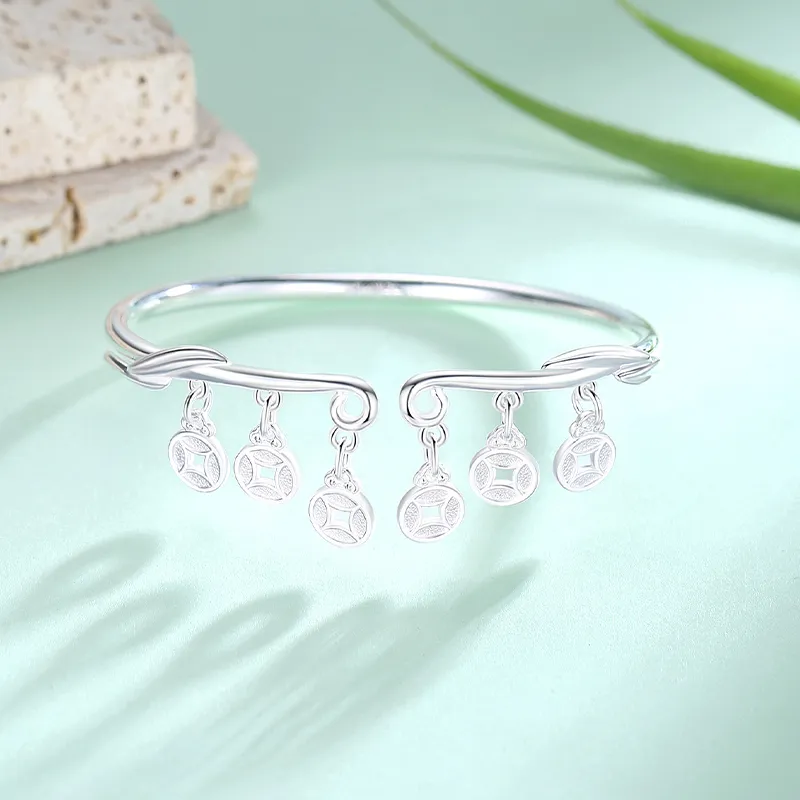 Children's Drawings S999 Fine Silver Bangles Women's-3