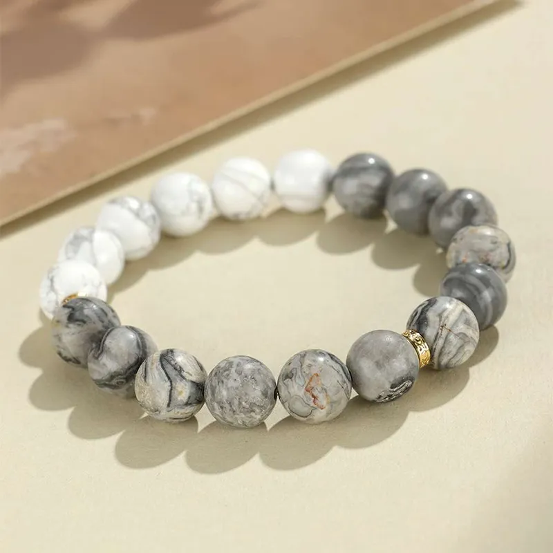 Deep Xianglin Map Stone Bracelets Unisex-1