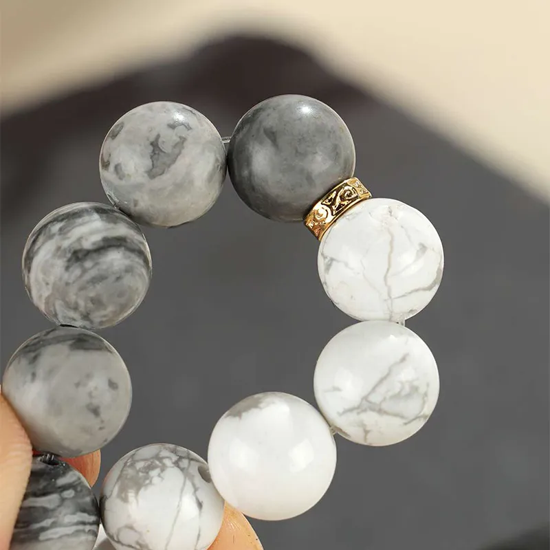 Deep Xianglin Map Stone Bracelets Unisex-3