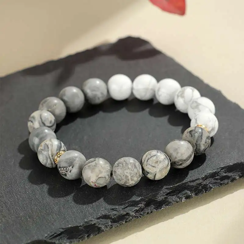 Deep Xianglin Map Stone Bracelets Unisex-5