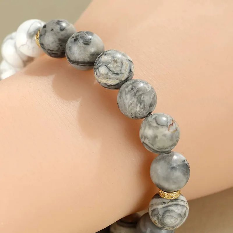 Deep Xianglin Map Stone Bracelets Unisex-4