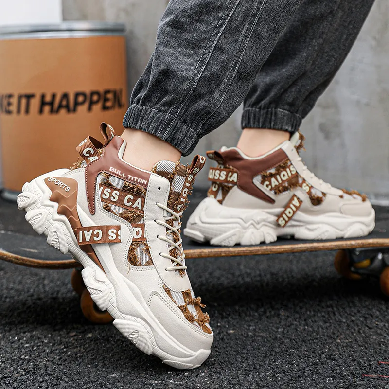 GONG NIU JU REN Anti-Slip Wear-Resistant High-Top Chunky Sneakers Unisex-16