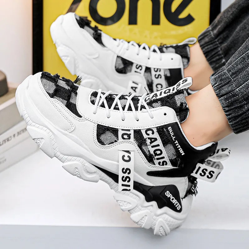 GONG NIU JU REN Anti-Slip Wear-Resistant High-Top Chunky Sneakers Unisex-9