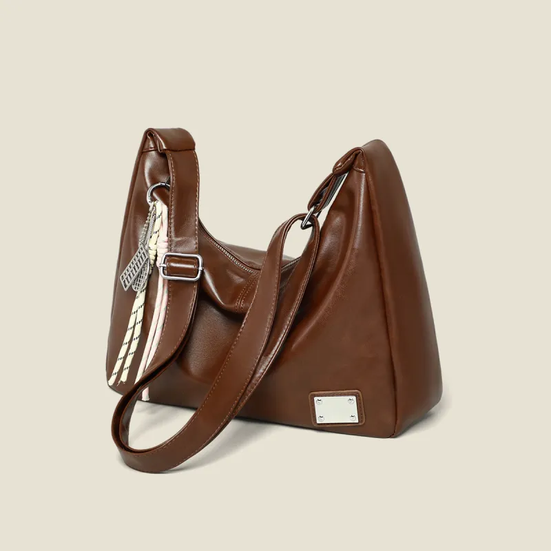 C°BANNER Synthetic Leather Shoulder Bag Medium Size Women's White/Brown-6