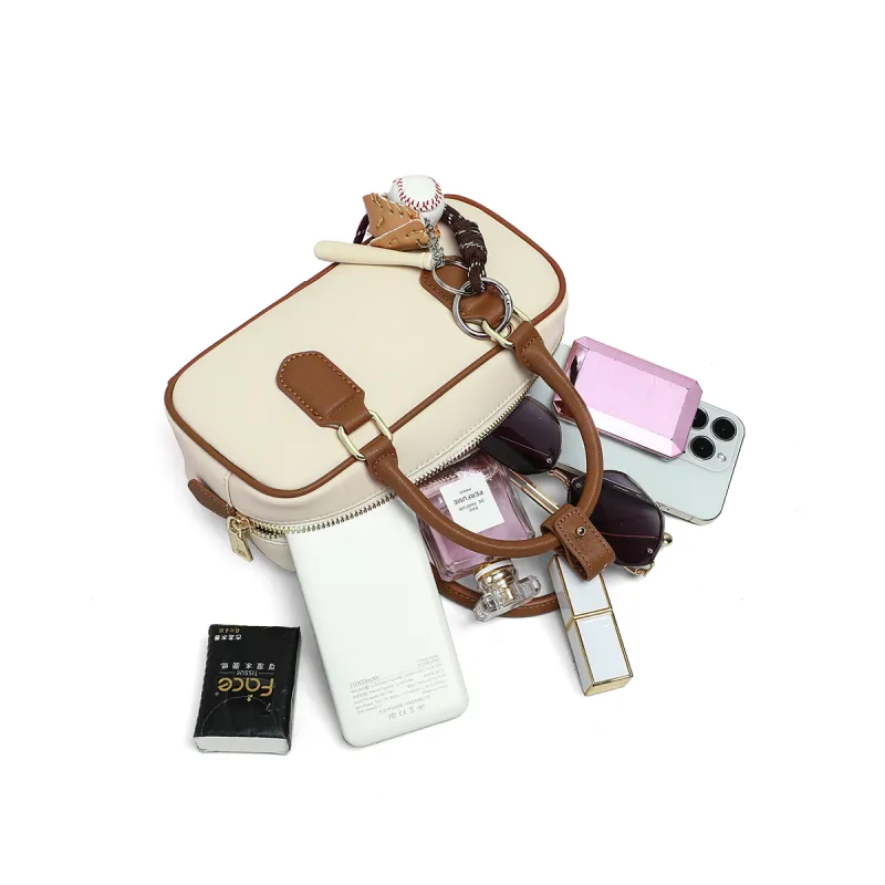 C°BANNER Cow Leather With Synthetic Leather Boston Bag, Handbag, Shoulder Bag, Crossbody Bag Trumpets Women's Ecru-4