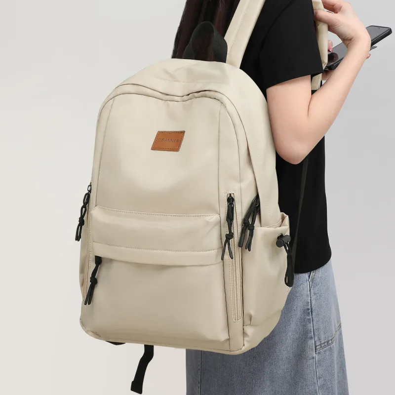 C°BANNER Fabric Backpack Large Size Unisex Black/Apricot-7