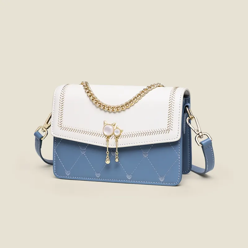 C°BANNER Split Cow Leather With Synthetic Leather Chain Small Square Bag Shoulder Bag Regular Women's Multicolor-6