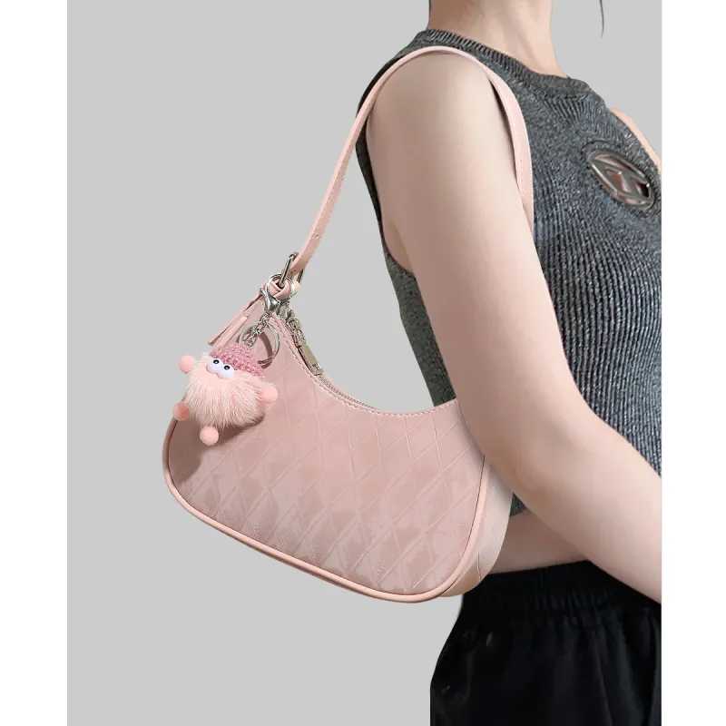 C°BANNER Synthetic Leather Shoulder Bag Trumpets Women's Ecru/Dusty Pink-6