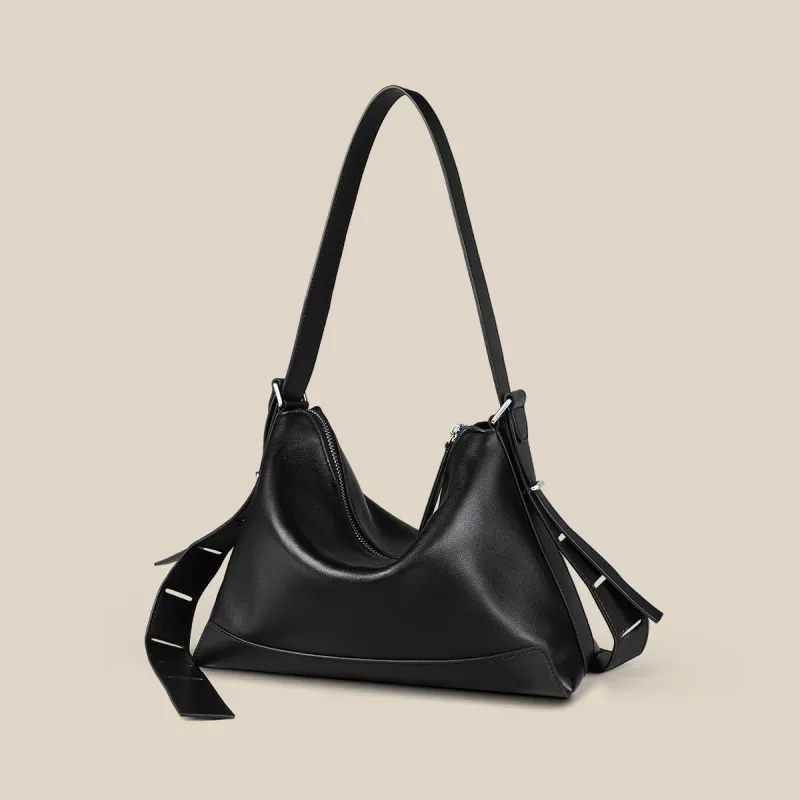 C°BANNER Cow Leather One Shoulder Crossbody Underarm Tote Regular Women's Black-4