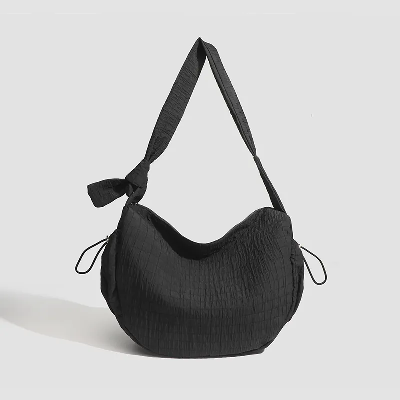 C°BANNER Fabric Shoulder Bag, Crossbody Bag, Canvas Bag Medium Size Women's Black/White-1