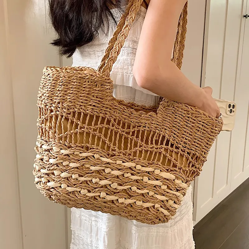 C°BANNER Fabric Shoulder Bag Tubas Women's Beige/Khaki-6