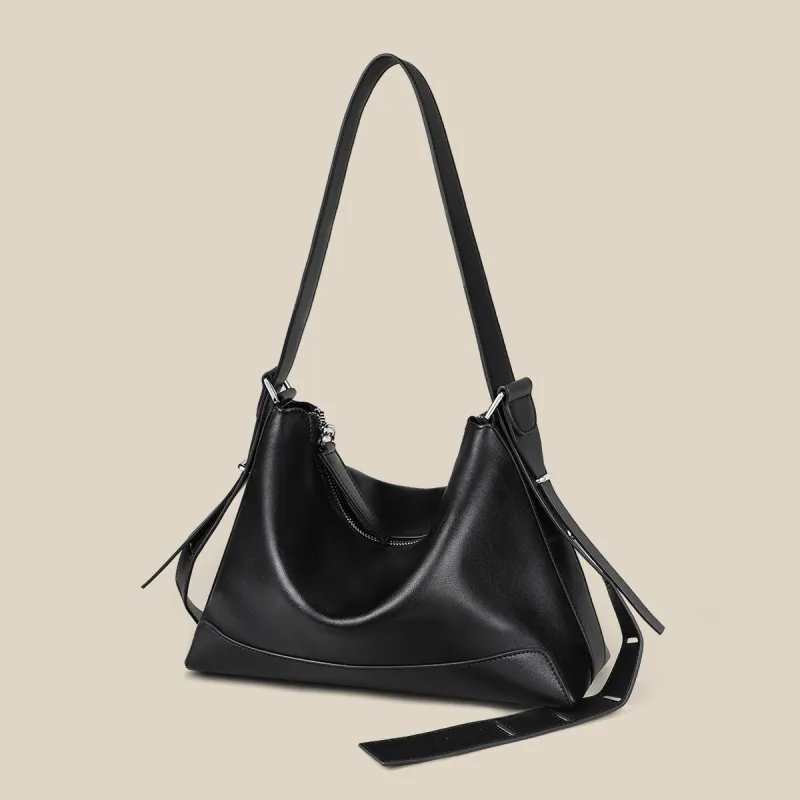 C°BANNER Cow Leather One Shoulder Crossbody Underarm Tote Regular Women's Black-2