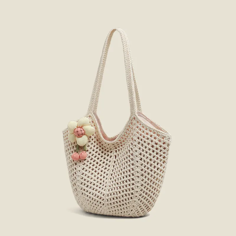 C°BANNER Fabric Tote Bag, Shoulder Bag Medium Size Women's Ecru/Khaki-1