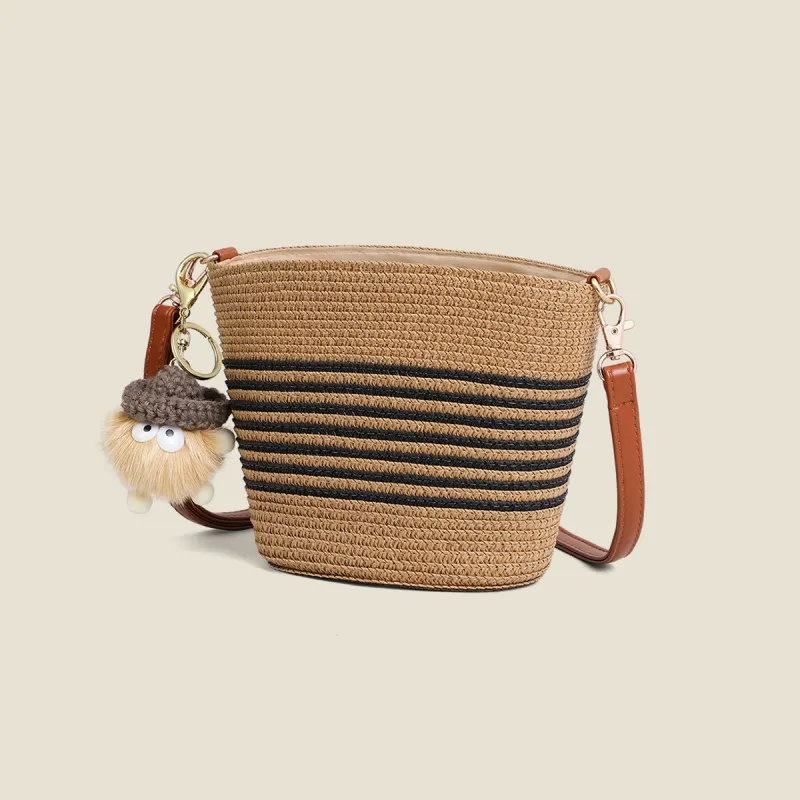 C°BANNER Fabric Shoulder Bag, Crossbody Bag Women's Black Stripe/white Stripe-3