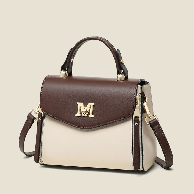C°BANNER Split Cow Leather Shoulder Bag, Crossbody Bag, Handbag Regular Women's Ecru Coffee-4