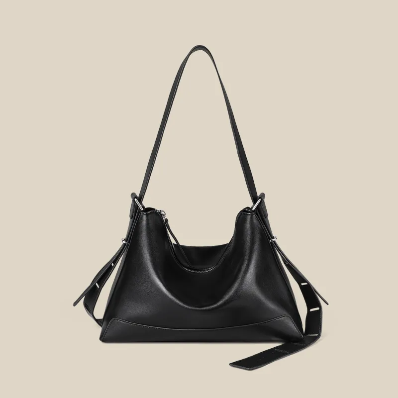 C°BANNER Cow Leather One Shoulder Crossbody Underarm Tote Regular Women's Black-3
