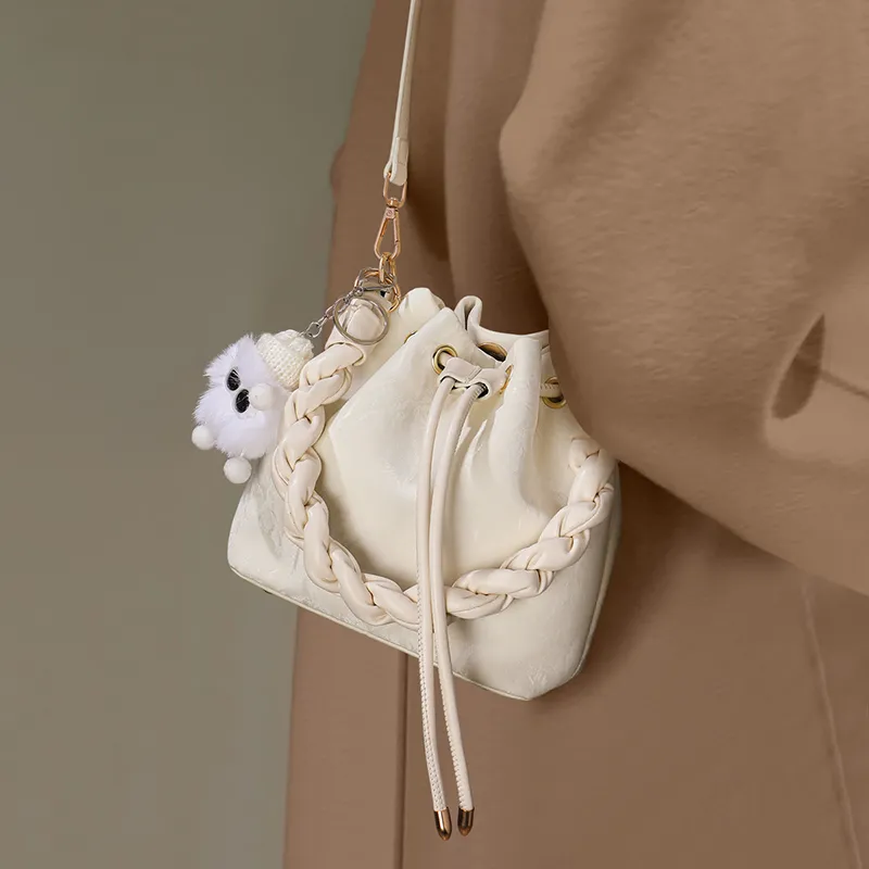 C°BANNER Synthetic Leather One Shoulder Handbag Medium Size Women's Ecru-1