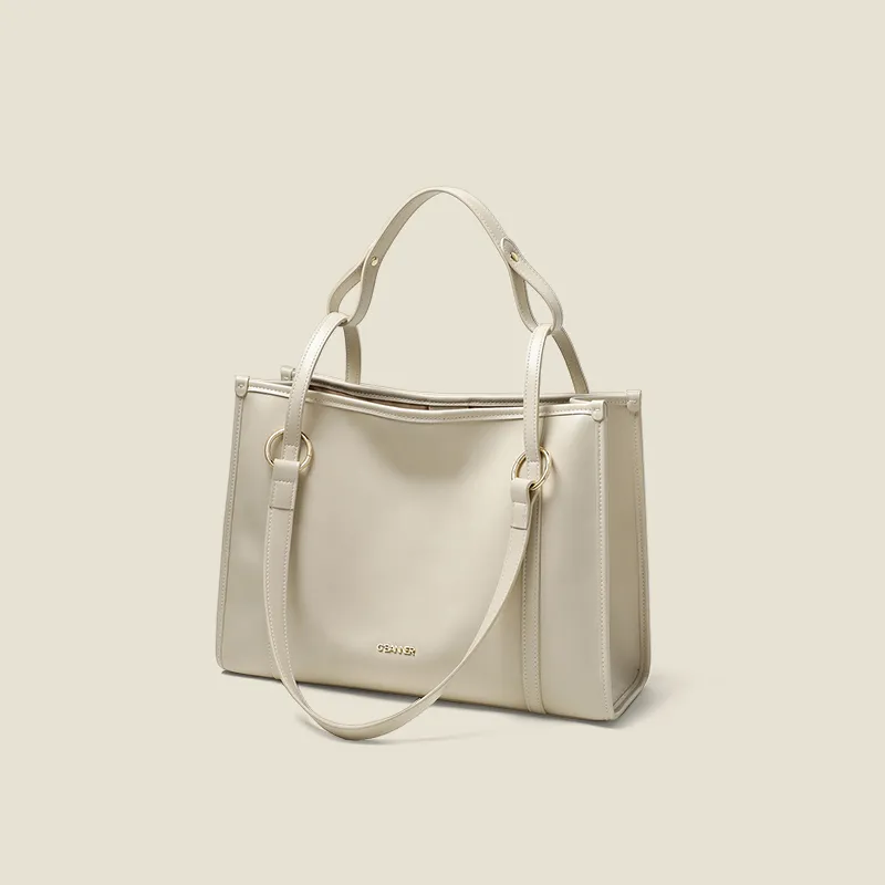C°BANNER Cow Leather Handbag Trumpets Women's Ecru-1