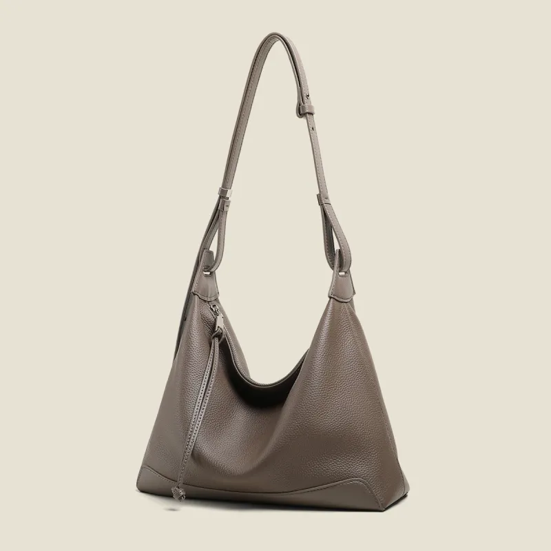 C°BANNER Cow Leather One Shoulder Crossbody Tote Tubas Women's Elephant Gray-4
