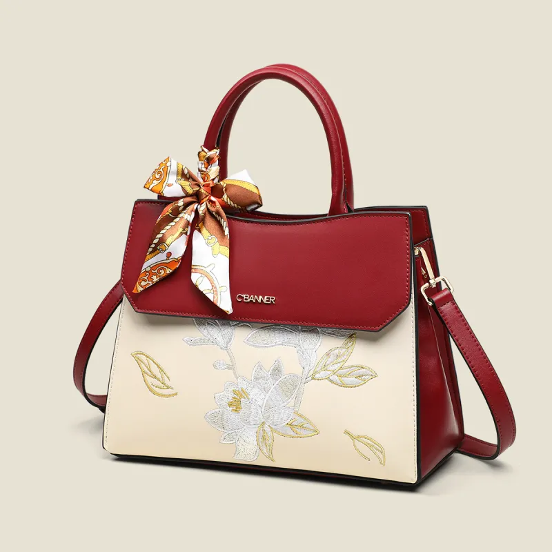 C°BANNER Synthetic Leather Kelly Bag, One Shoulder Handbag, Crossbody Bag Medium Size Women's Red-1