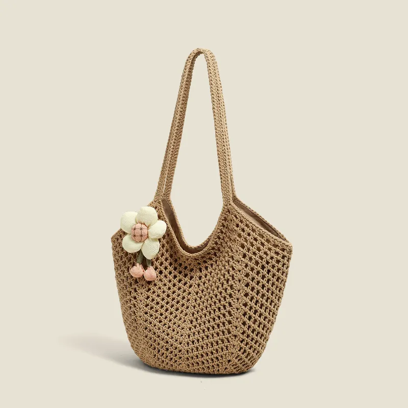 C°BANNER Fabric Tote Bag, Shoulder Bag Medium Size Women's Ecru/Khaki-5