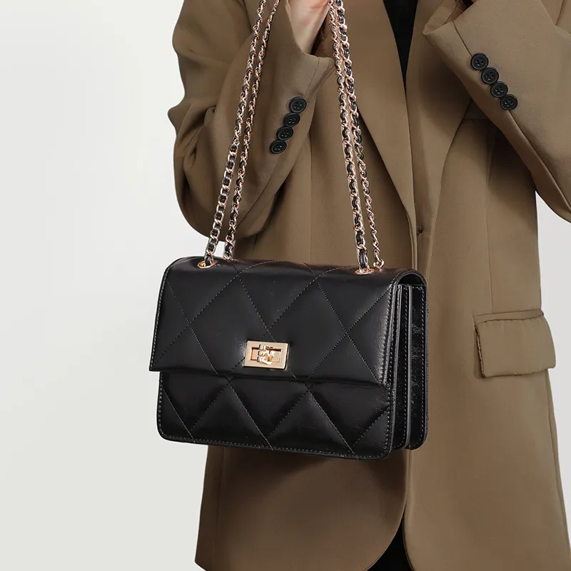 C°BANNER Cow Leather With Synthetic Leather Shoulder Bag, Crossbody Bag Medium Size Women's Black-1