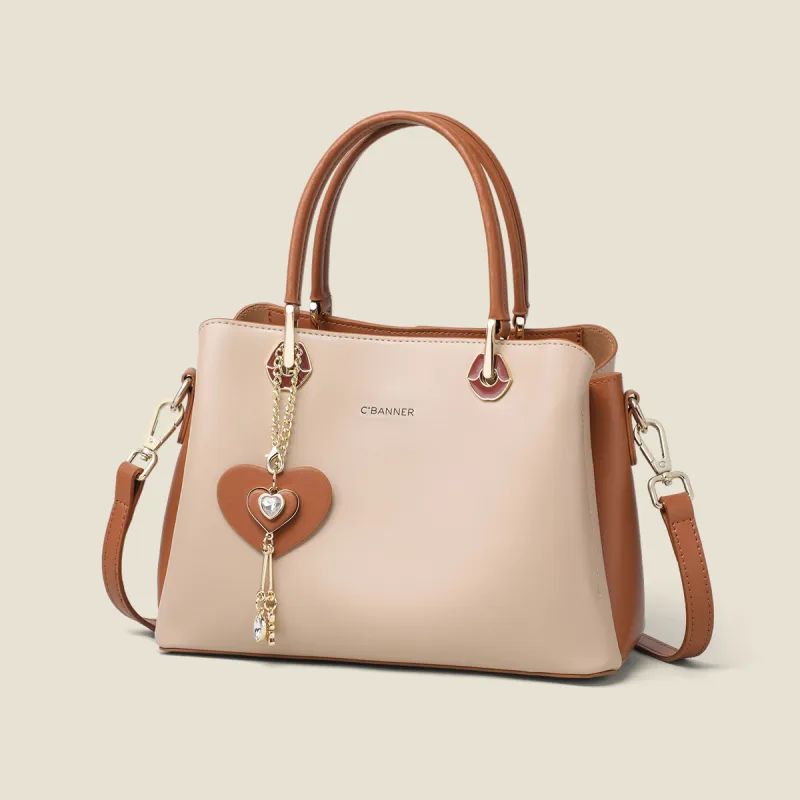 C°BANNER Cow Leather Handbag, Shoulder Bag, Crossbody Bag Regular Women's Milk Tea-1