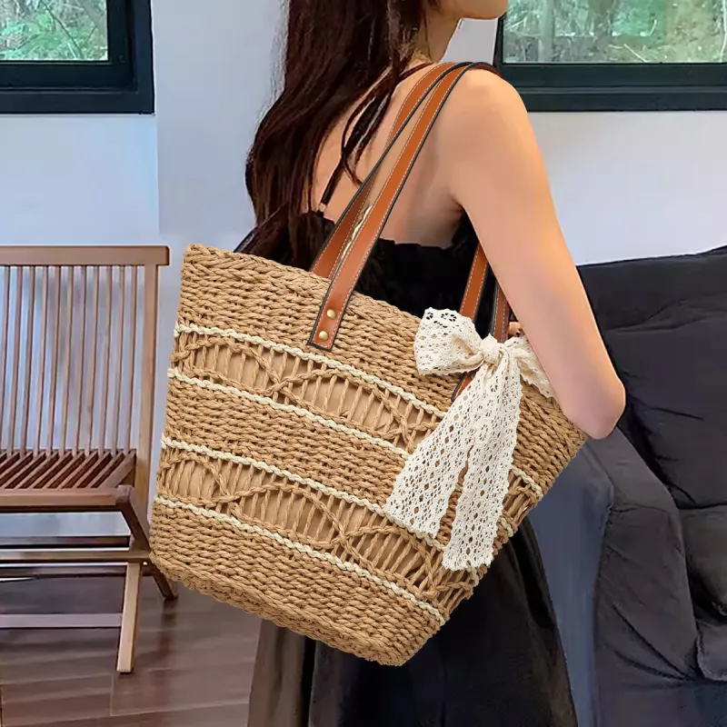 C°BANNER Fabric Tote Bag, Shoulder Bag Medium Size Women's Ecru/Khaki-10