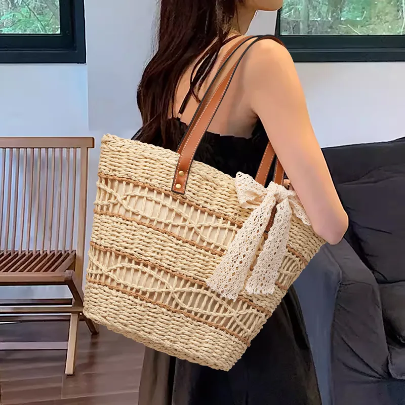 C°BANNER Fabric Tote Bag, Shoulder Bag Medium Size Women's Ecru/Khaki-4