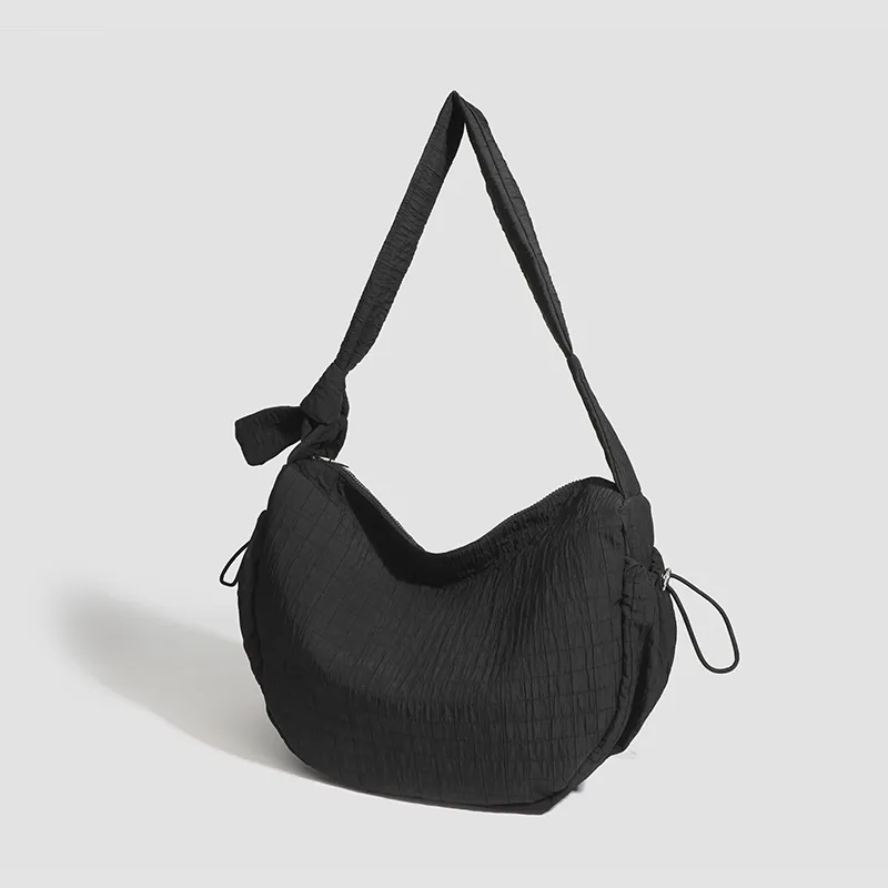 C°BANNER Fabric Shoulder Bag, Crossbody Bag, Canvas Bag Medium Size Women's Black/White-4