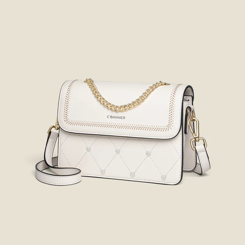 C°BANNER Cow Leather Shoulder Bag Women's Ecru-1