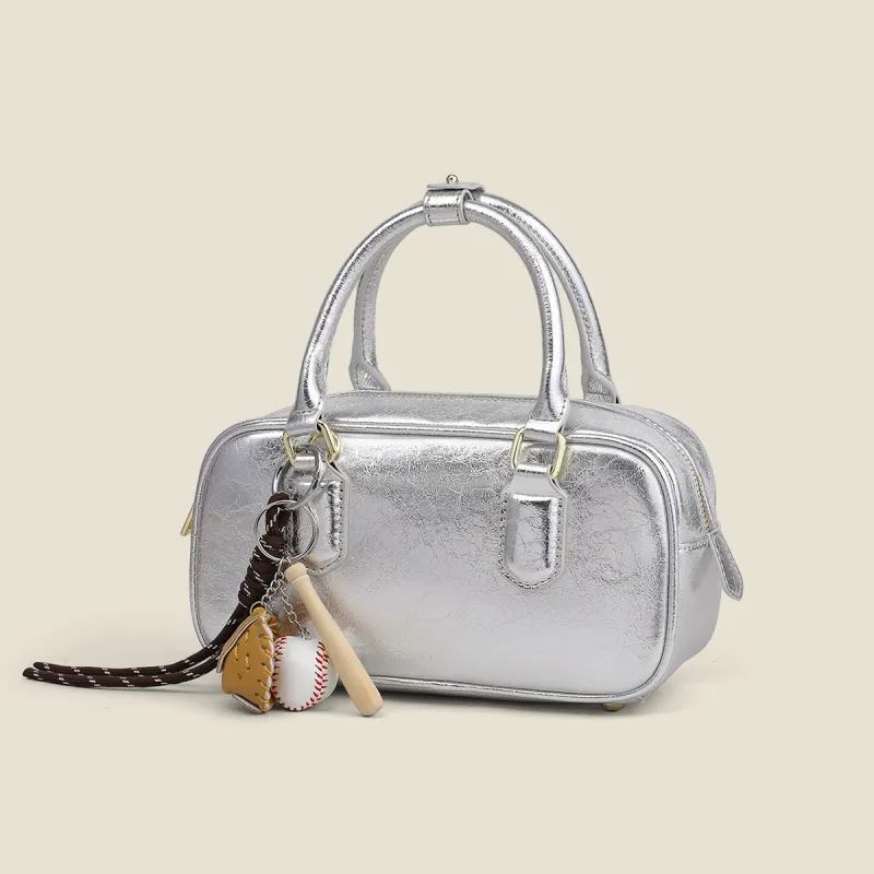 C°BANNER Cow Leather Shoulder Bag, Crossbody Bag, Handbag Trumpets Women's Silver-1