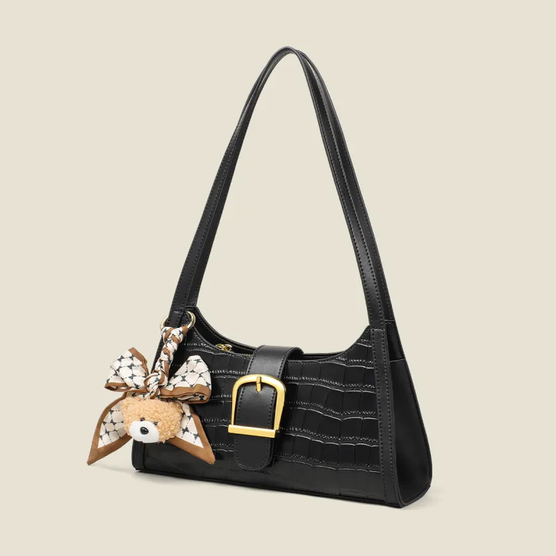C°BANNER Cow Leather Shoulder Bag Small Size Women's Black-1