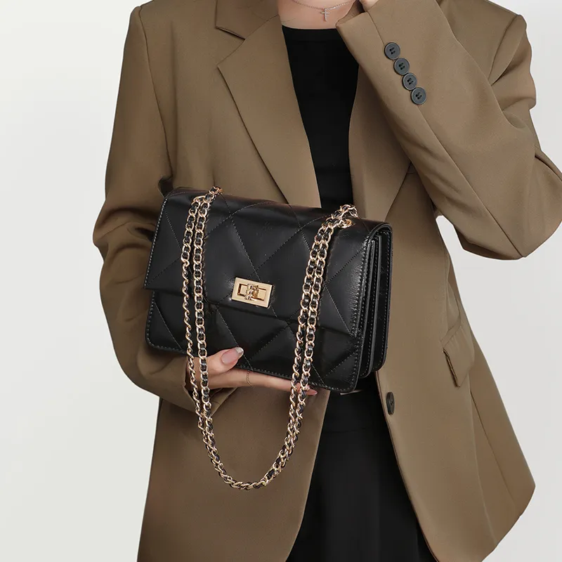 C°BANNER Cow Leather With Synthetic Leather Shoulder Bag, Crossbody Bag Medium Size Women's Black-2