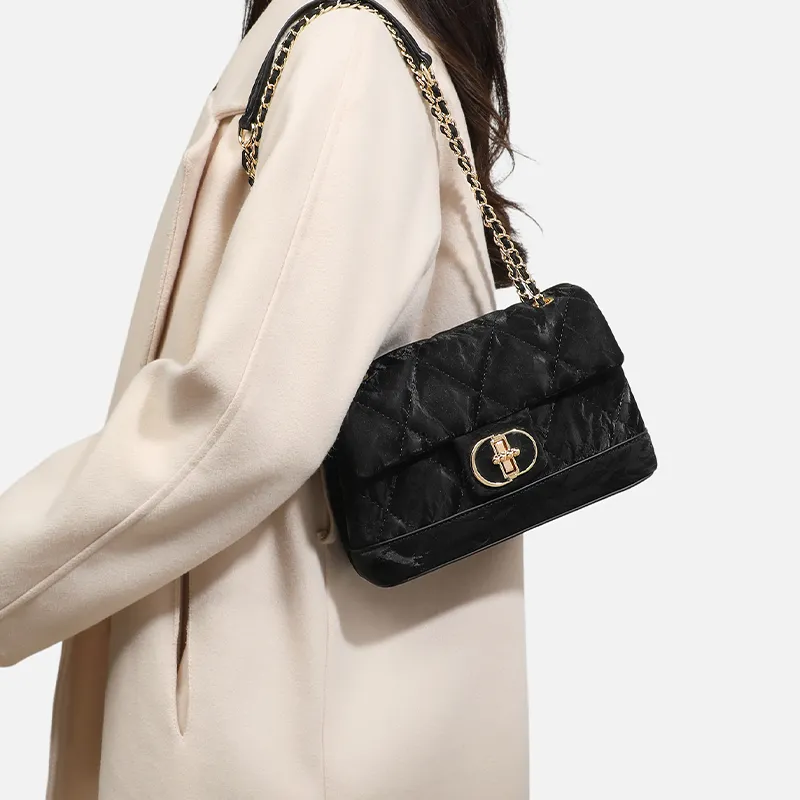 C°BANNER Cow Leather Crossbody Bag, Shoulder Bag Medium Size Women's Black-2