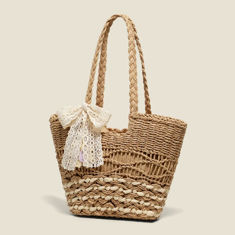 C°BANNER Fabric Shoulder Bag Tubas Women's Beige/Khaki-7