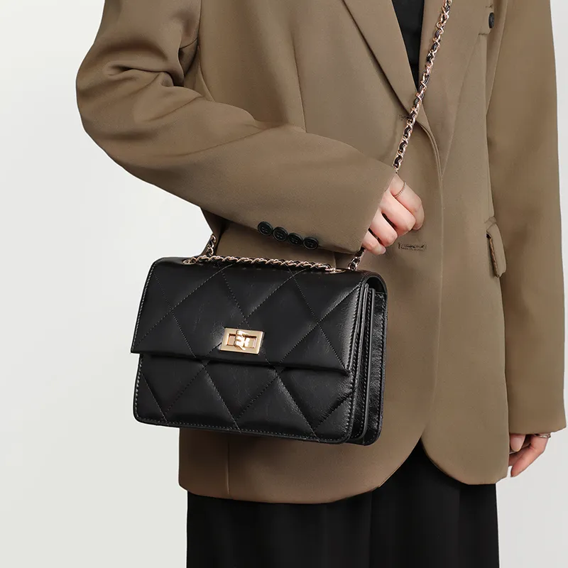 C°BANNER Cow Leather With Synthetic Leather Shoulder Bag, Crossbody Bag Medium Size Women's Black-3