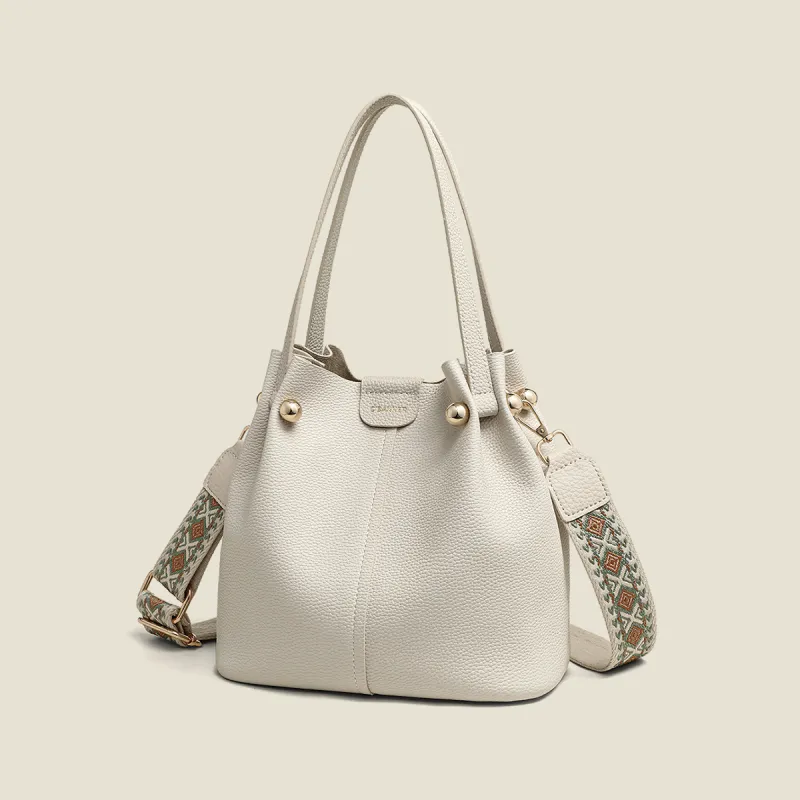 C°BANNER Cow Leather One Shoulder Handbag Women's Ecru-2