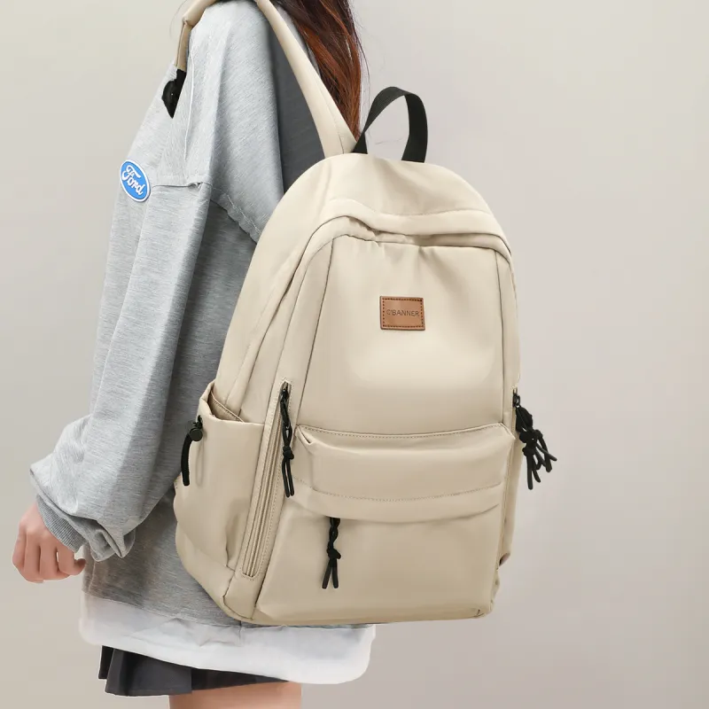 C°BANNER Fabric Backpack Large Size Unisex Black/Apricot-8