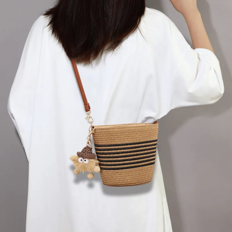 C°BANNER Fabric Shoulder Bag, Crossbody Bag Women's Black Stripe/white Stripe-2