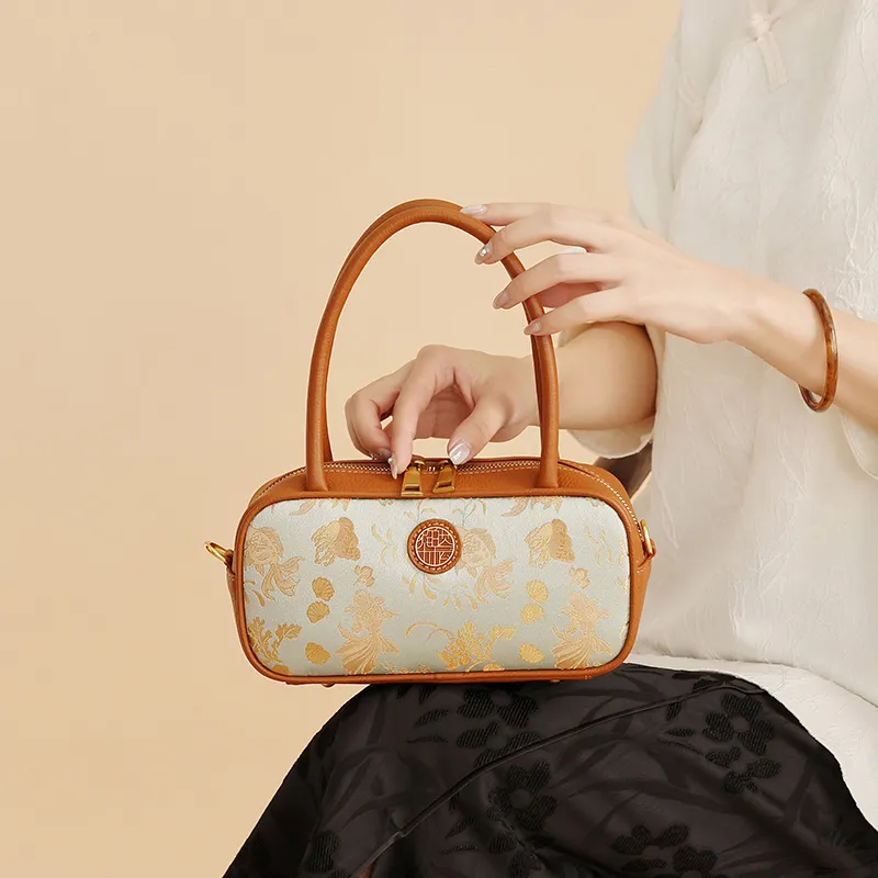 Pivsnu Silk Portable Crossbody Bag Shoulder Bag Women's Brown-1