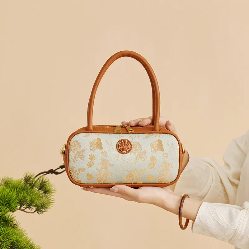 Pivsnu Silk Portable Crossbody Bag Shoulder Bag Women's Brown-2