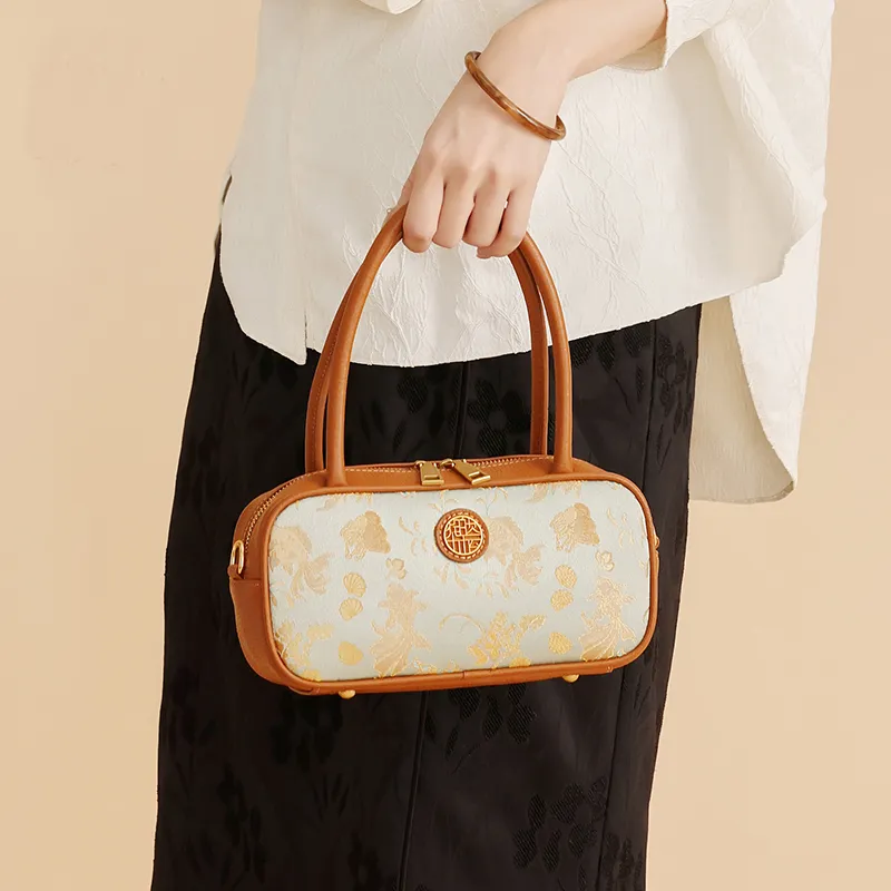 Pivsnu Silk Portable Crossbody Bag Shoulder Bag Women's Brown-3