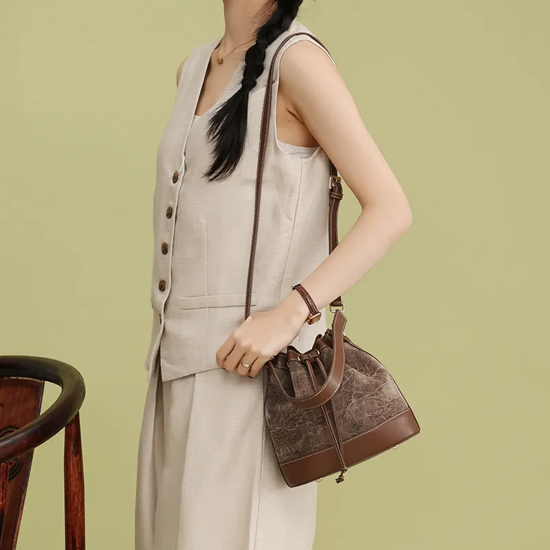 Pivsnu Genuine Leather Shoulder Bag Women's Brown-2