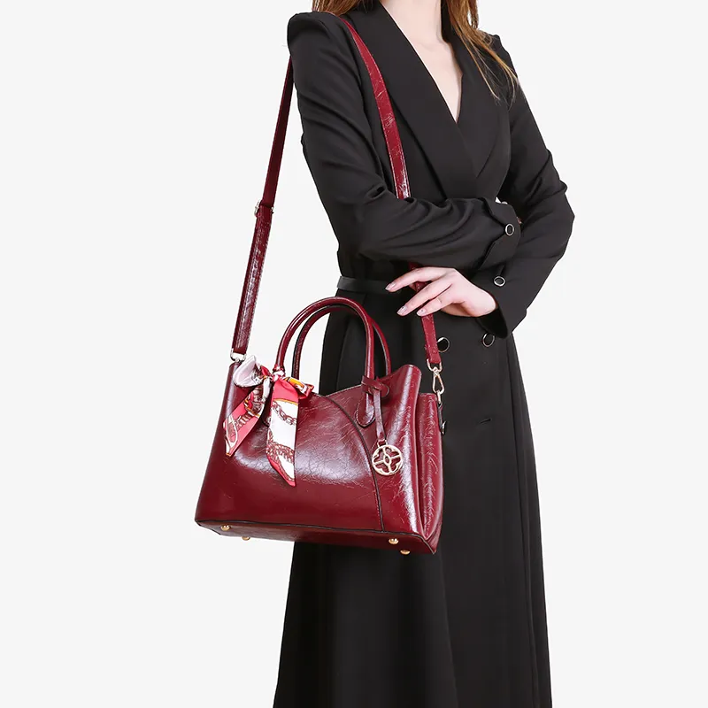 Pivsnu Synthetic Leather Crossbody One Shoulder Handbag Women's Red-5