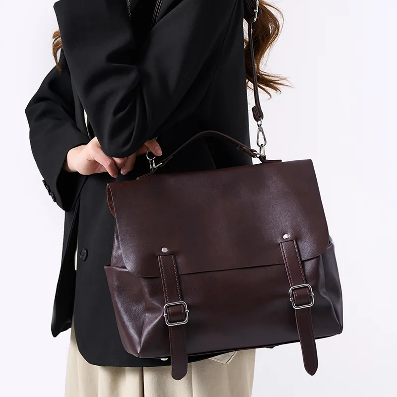 Pivsnu Synthetic Leather Backpack Women's Black/Coffee-17