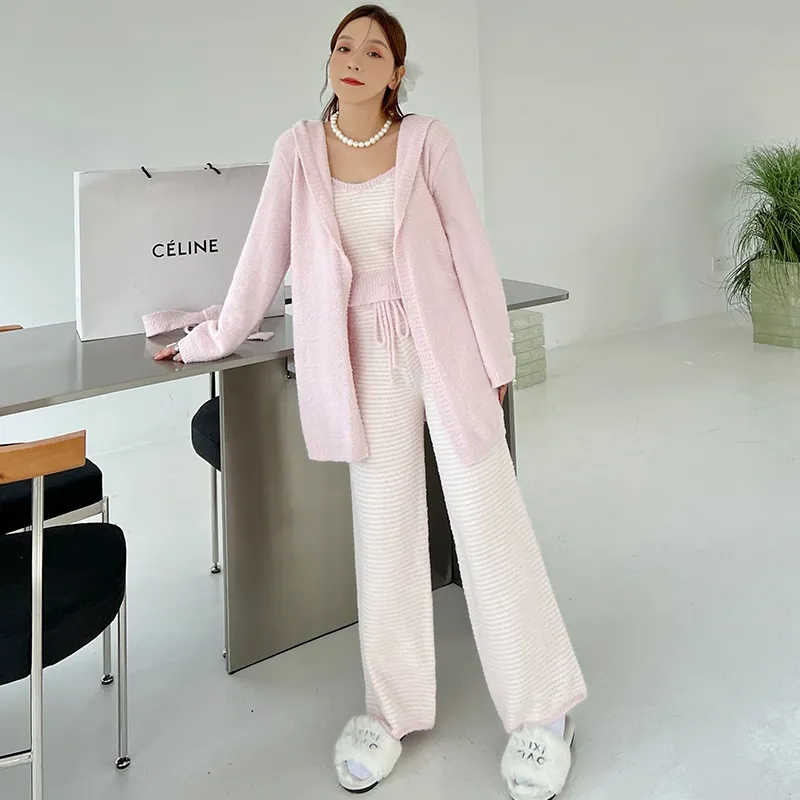 Kosrood Pajama Set Women's Three Piece Set Pink-5