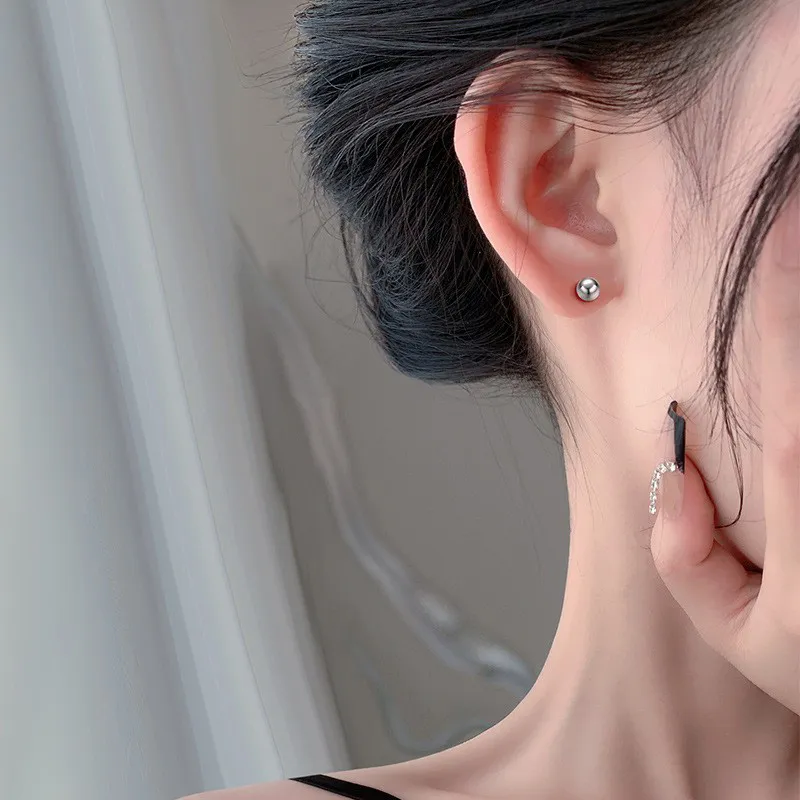 Danfu 999 Fine Silver Stud Earrings Women's-3