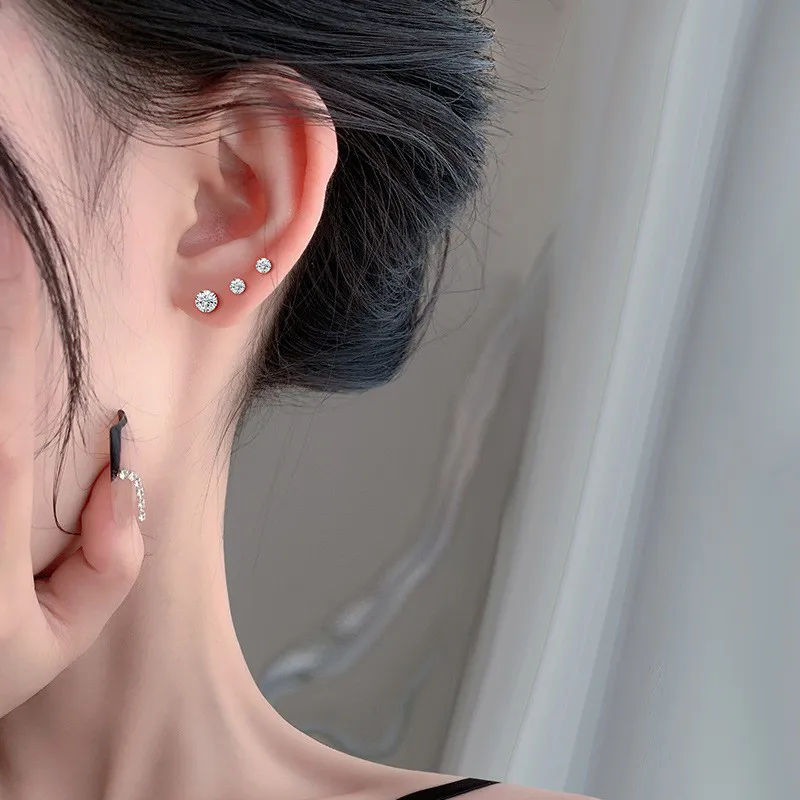 Danfu 999 Fine Silver Stud Earrings Women's-3