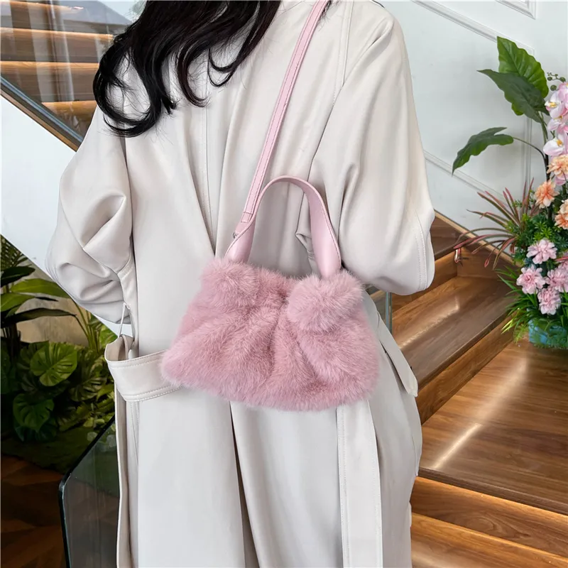 KARUISHA Plush Handbag Crossbody Bag Regular Women's Dark Khaki/Black/Pink/Purple/White-5